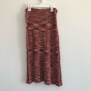 Multicolored Red Yellow Orange Silk Skirt